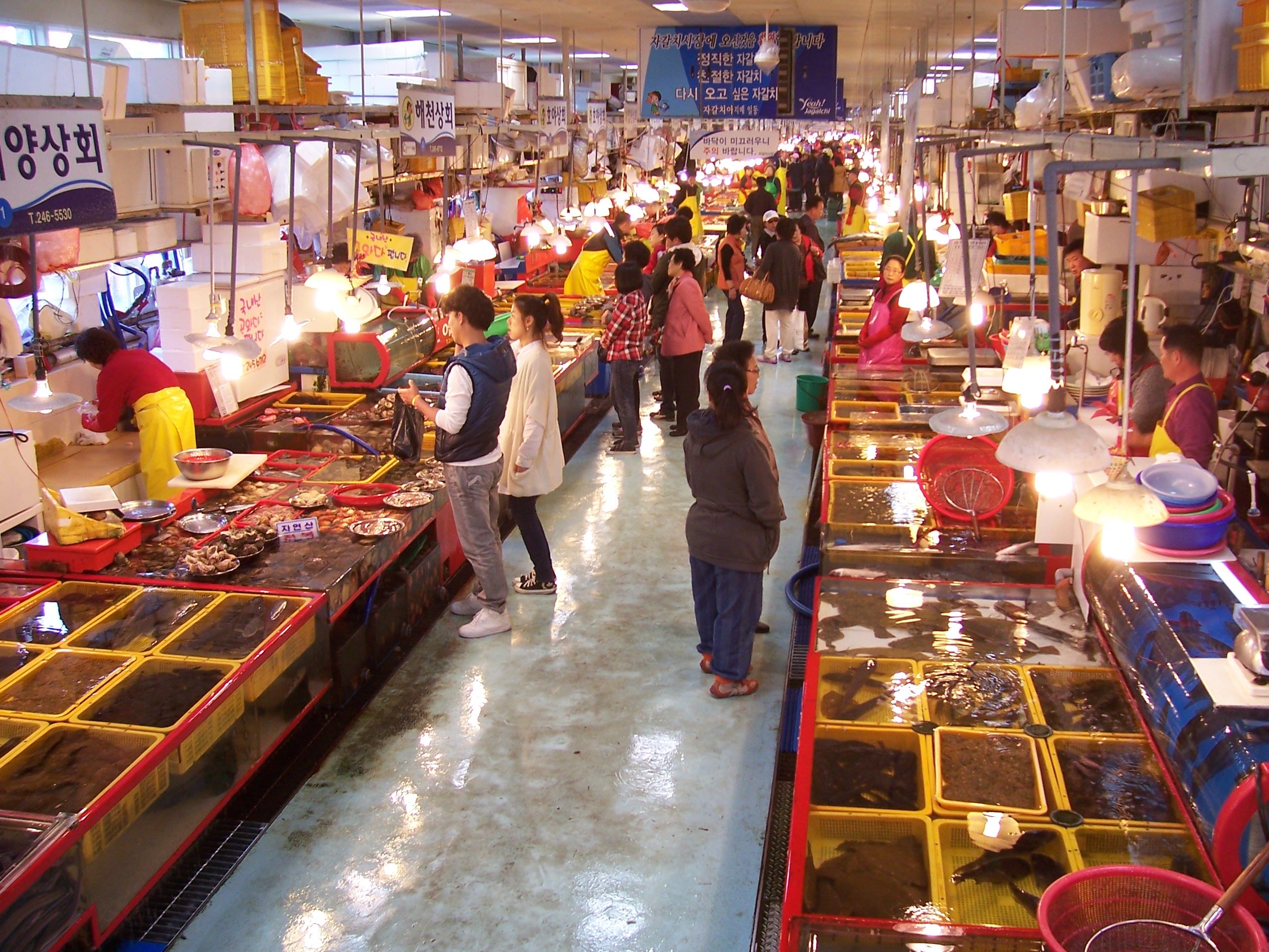 チャガルチ市場内部の魚介売り場